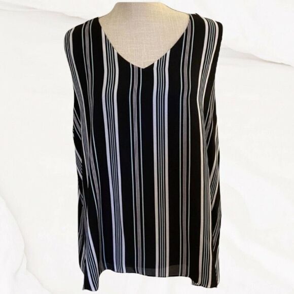 Est 1946 XL, Black/White/Aqua Striped Tank Top w/ Black Shell Lining - Picture 1 of 5